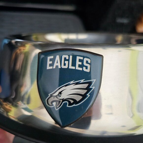 Philadelphia Eagles Large Dog Food Bowl 4 Cups Stainless Steel NFL Football Gift - Picture 2 of 5